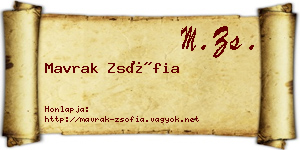 Mavrak Zsófia névjegykártya